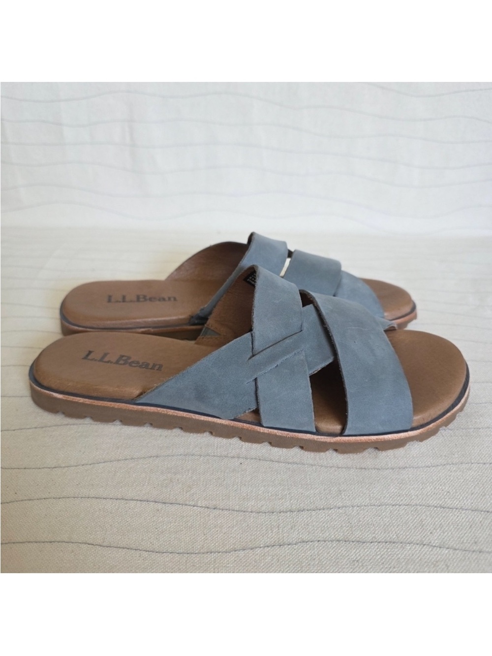 L.L. Bean Women's Slate Blue Suede Slide Sandals